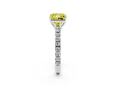 Fancy Yellow Princess Cut Diamond Pavé Solitaire Engagement Ring Set in Platinum with Prong Setting