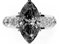 Fancy Black Marquise Cut Diamond Pavé Engagement Ring Set in Platinum with Prong Setting