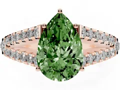 Fancy Green Pear Cut Diamond Split Shank Pavé Engagement Ring Set in Rose gold with Prong-Held Center Stone