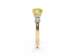 Fancy Yellow Princess Cut Diamond Five-Stone Prong Set Ring Set in Yellow gold with Classic Band