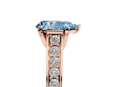 Fancy Blue Pear Cut Diamond Solitaire Pavé Engagement Ring Set in Rose gold with Prong Setting