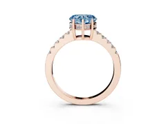 Fancy Blue Heart Cut Diamond Solitaire Engagement Ring Set in Rose gold with Pavé Band and Prong Setting