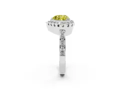 Fancy Yellow Heart Cut Diamond Halo Ring Set in Silver with Pavé Shank and Prong Setting