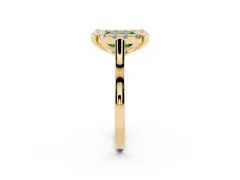 Fancy Green Emerald Cut Diamond Cluster Halo Solitaire Ring Set in Yellow gold with Prong Setting