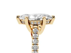 Marquise Cut Diamond Solitaire Ring Set in Yellow gold with Brilliant Pavé Band and Prong Setting