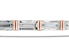 Baguette Cut Diamond Tennis Bracelet Set in Rose gold with Bar Setting