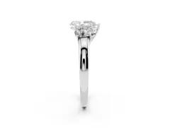 Pear Cut Diamond Three-Stone Ring Set in Silver with Bold Center and Classic Band