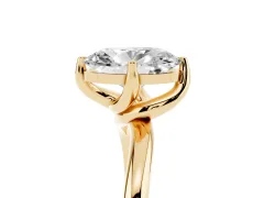 Oval Cut Diamond Solitaire Engagement Ring Set in Yellow gold with Classic Plain Band