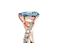 Fancy Blue Pear Cut Diamond Twisted Pavé Band Ring Set in Rose gold with Prong Setting