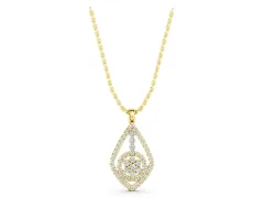 Pear-Shape Diamond Halo Pendant Set in Yellow gold with Pavé Frame and Cluster Center