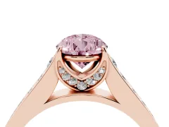 Fancy Pink Pear Cut Diamond Solitaire Pavé Engagement Ring Set in Rose gold with Prong Setting