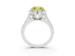 Fancy Yellow Asscher Cut Diamond Floral Halo Split Shank Engagement Ring Set in Silver with Pavé Shank