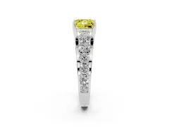 Fancy Yellow Princess Cut Diamond Pavé Engagement Ring Set in Platinum with Prong Setting