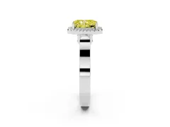 Fancy Yellow Radiant Cut Diamond Halo Ring Set in Platinum with Pavé-Lined Split Shank Band