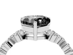 Fancy Black Heart Cut Diamond Ring Set in Silver with Scattered Round Accents