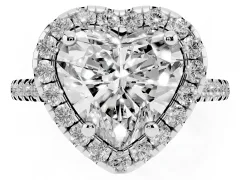 Heart Cut Diamond Cushion Halo Ring Set in White gold with Pavé Band