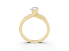 Marquise Cut Diamond Solitaire Ring Set in Yellow gold with Channel Set Split Shank and Tension Prongs