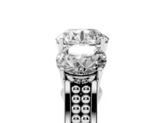 Round Cut Diamond Three-Stone Ring Set in Platinum with Textured Band