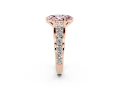 Fancy Pink Marquise Cut Diamond Pavé Engagement Ring Set in Rose gold with Prong Setting