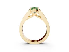 Fancy Green Marquise Cut Diamond Solitaire Ring Set in Yellow gold with Channel-Set Accent Stones and Prong Setting