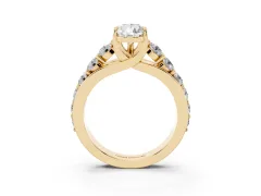 Pear Cut Diamond Pavé Engagement Ring Set in Yellow gold with Prong Setting
