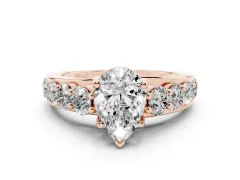 Pear Cut Diamond Pavé Engagement Ring Set in Rose gold with Prong Setting