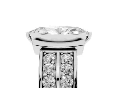 Marquise Cut Diamond Wide Channel Set Band Ring Set in Platinum with Bezel Setting