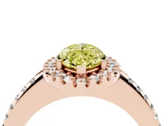Fancy Yellow Marquise Cut Diamond Pavé Halo Ring Set in Rose gold with Prong Setting