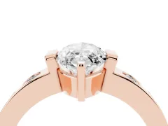 Marquise Cut Diamond Channel-Set Band Ring Set in Rose gold with Bezel Prong Setting