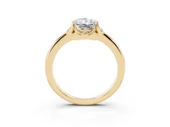 Radiant Cut Diamond Round Cluster Halo Ring Set in Yellow gold with Solitaire Band and Prong Setting