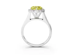 Fancy Yellow Heart Cut Diamond Halo Solitaire Engagement Ring Set in Platinum with Square Band and Prong Setting