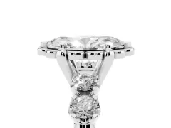 Marquise Cut Diamond Floral Halo Ring Set in Silver with Shared Prong Band