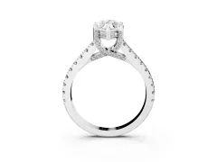 Marquise Cut Diamond Solitaire Ring Set in White gold with Brilliant Pavé Band and Prong Setting