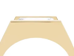 Baguette Diamond Geometric Solitaire Ring Set in Yellow gold with Open Sides