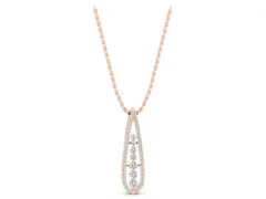 Teardrop Pavé Round Diamond Pendant Set in Rose gold with Elongated Prong-Set Frame