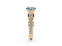 Fancy Blue Oval Cut Diamond Pavé Engagement Ring Set in Yellow gold with Prong Setting