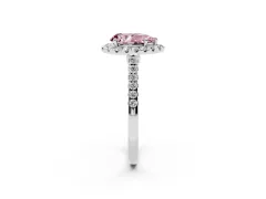 Fancy Pink Pear Cut Diamond Halo Pavé Engagement Ring Set in Silver with Prong Setting