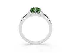 Fancy Green Cushion Cut Diamond Round Cluster Halo Ring Set in Platinum with Solitaire Band and Prong Setting