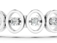 Round Diamond Tennis Bracelet Set in Silver with Oval Bezels and Four-Prong Setting
