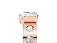 Heart Cut Diamond Channel-Set Band Ring Set in Rose gold with Bezel Prong Setting
