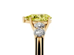 Fancy Yellow Pear Cut Diamond Five-Stone Prong Set Band Ring Set in Yellow gold with Polished Band