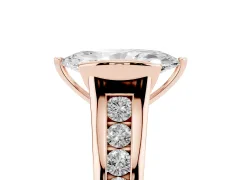Marquise Cut Diamond Bezel-Set Solitaire Ring Set in Rose gold with Channel-Set Band
