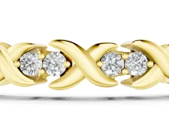 Round Diamond Tennis Bracelet Set in Yellow gold with X-Link Band and Prong Setting
