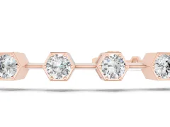 Round Diamond Hexagon Bezel Continuous Tennis Bracelet Set in Rose gold