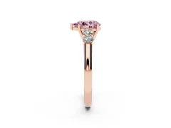 Fancy Pink Pear Cut Diamond Five-Stone Prong Set Band Ring Set in Rose gold with Polished Band