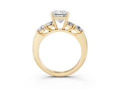 Princess Cut Diamond Five-Stone Prong Set Ring Set in Yellow gold with Classic Band