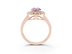 Fancy Pink Oval Cut Diamond Halo Cluster Engagement Ring Set in Rose gold with Solitaire Band and Prong Setting