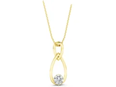 Round Solitaire Infinity Pendant Set in Yellow gold with Bezel-Set Diamond