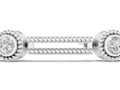 Round Diamond Bezel-Set Rope Chain Bracelet Set in Silver