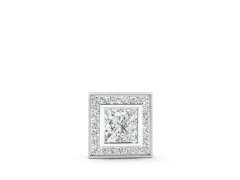Princess Cut Diamond Halo Pendant Set in White gold with Bezel-Set Center